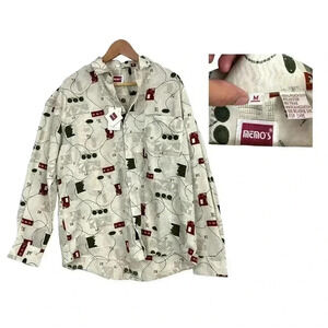 VTG Abstract Pattern Button Up Shirt Long Sleeve NWT MEDIUM Memo’s